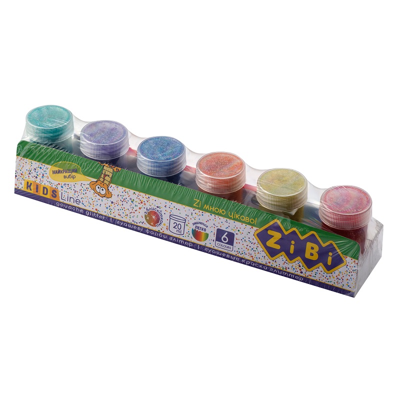 Гуаш 6кол/20мл ZIBI GLITTER KIDS Line ZB.6691