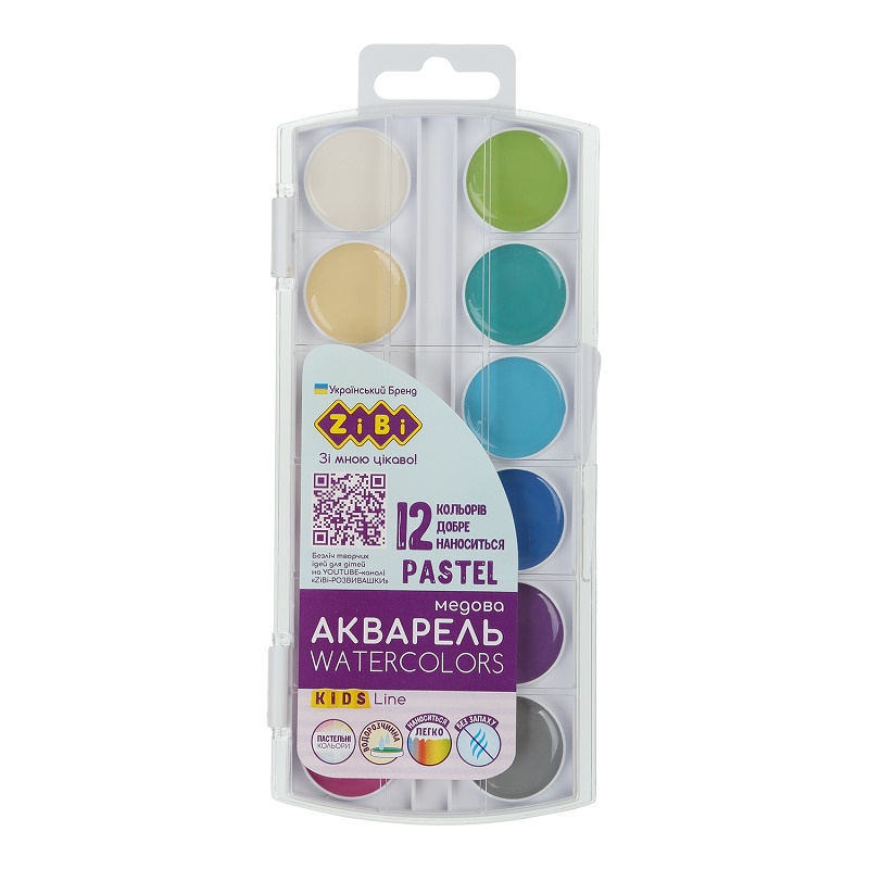 Акварель ZiBi 12кол.ZB.6592 PASTEL KIDS line