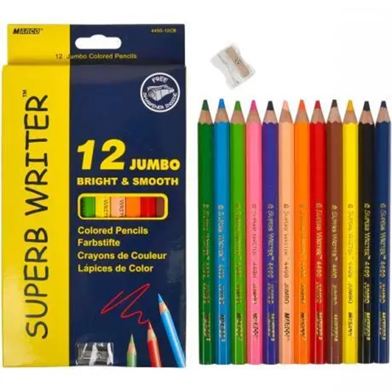 Олівці Marco 4400-12CB 12 кол. товсті з чинкою Superb Writer Jumbo