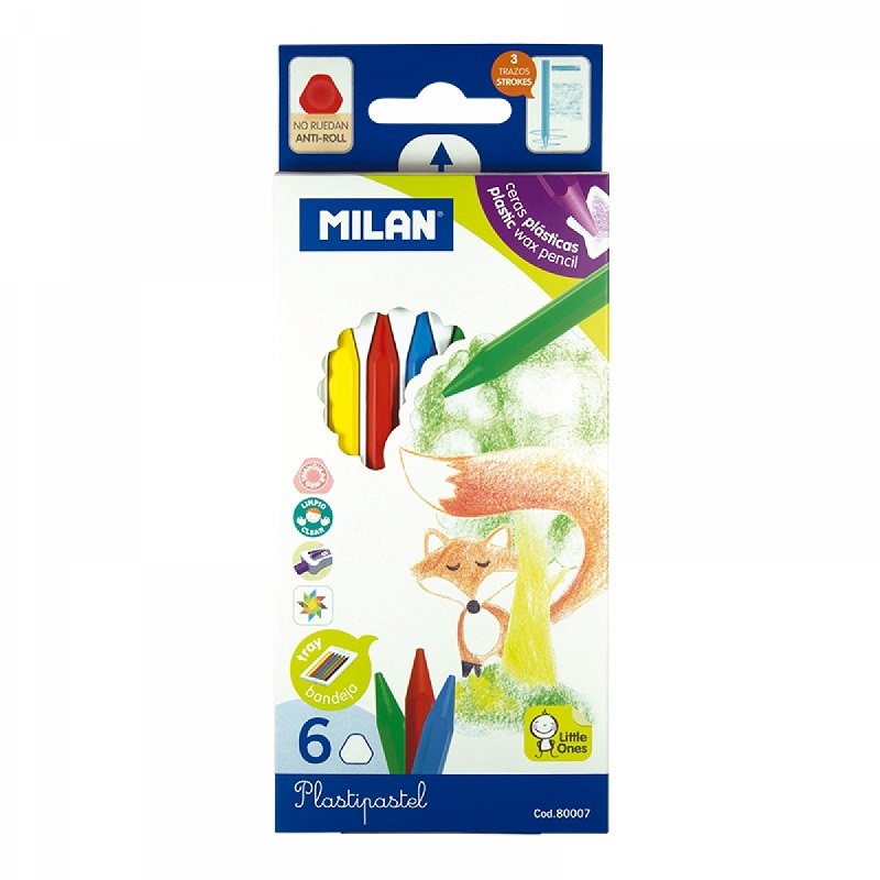 Олівці Milan 80007 6 кол. пластіпастель