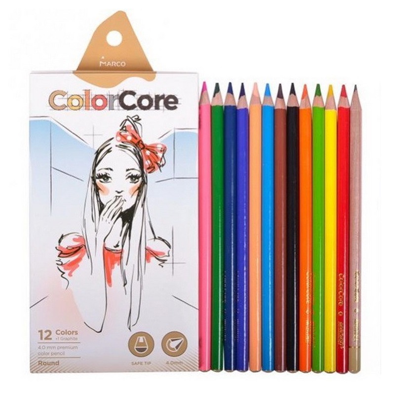 Олівці Marco 3130-12СВ 12 кол + 1 графітний Color Core Девочка