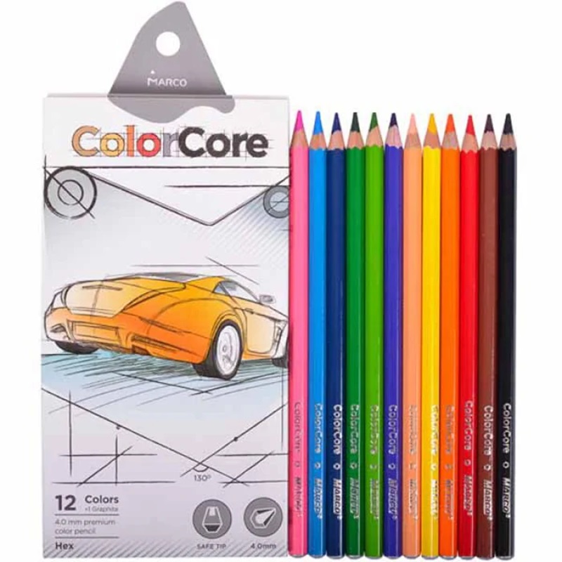 Олівці Marco 3100-12СВ 12 кол + 1 графіт. Color Core Машина