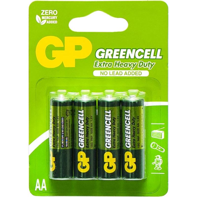 Батарейка GP GREENCEEL 1.5V сольова, 15G-S2. R6. AA