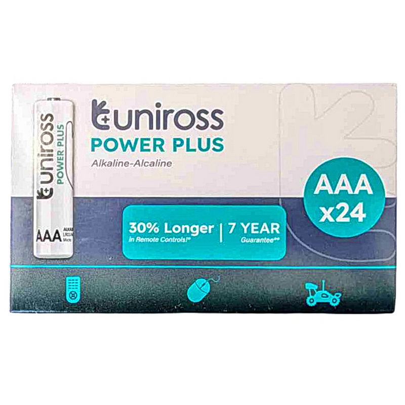 Батарейка AAA Uniross лужна Power Plus Alkaline 1.5V - BX24 (LR03)